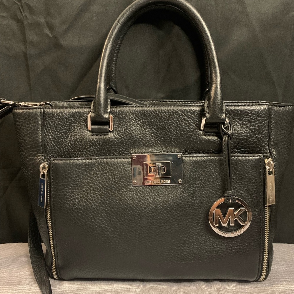 Michael Kors Sloan Black Leather Satchel Bag